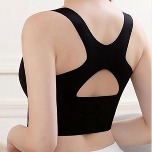 Generisch Camiseta de fitness con parte trasera sin costuras, resistente a los golpes, push-up, sin aros, con paredes laterales anchas, Negro , 100-120 KG