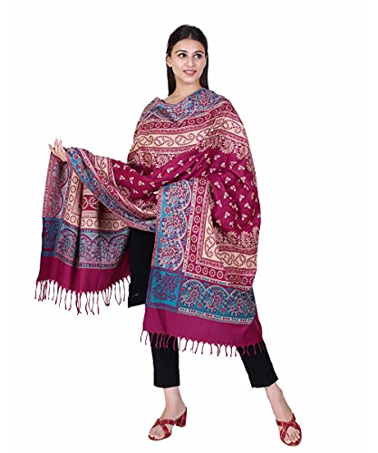 Image of Multicolor Women Bridal Wear|Pure Wool Shawl| Shawl For Women|Size 40*80| Warm Woolen Winters Styles | NY525