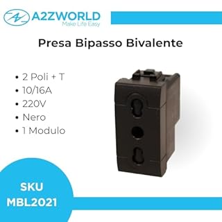 Presa Bipasso Bivalente 2P+T 10/16A, Compatibile Con Bticino Living Light (4 Pezzi, Nero)