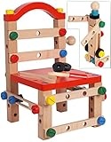 Adecuado para 4 años más. Juguete de construcción de Banco de Trabajo de Madera - Pernos de Banco de Madera y Asiento con Tuercas y Tornillos de Madera - Juego de construcción de Madera para niños …