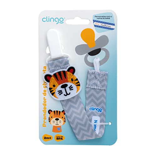 Clingo PRENDEDOR DE CHUPETA TIGRE CINZA