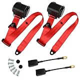 2PCS Universal 3Pt Adjustable Retractable Lap for Go Kart,Club Golf Cart,SUV,Cars Minivan,UTV (Red)