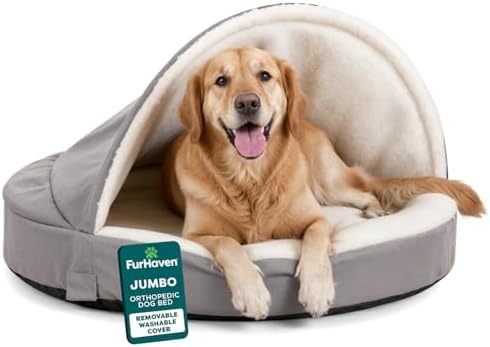 Furhaven 44" Round Orthopedic Dog Bed for Large Dogs w/ Removable...
