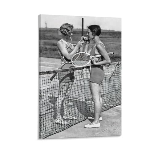 Póster de tenis vintage, impresión de tenis vintage, arte de tenis vintage, tenis para mujer, impresión de tenis y humo, fotografía vintage en blanco y negro