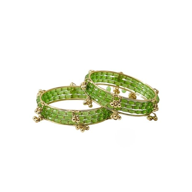 Image of Kashmiri Ghangharoo Glass Bangle Set for Women| Light Weight Bangles | Traditional Transparent Fancy Glass Chudi Set for Wedding, Party(Set Of 18)