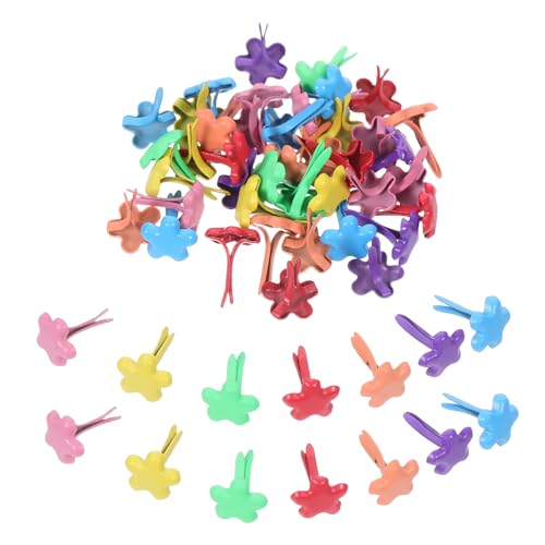 NIYANGLE Lot de 200 Attaches Parisiennes en Fer Forme Fleur, Double Broche pour Tenir Fermement Plusieurs Couches, pour Scrapbooking et Montage Photo