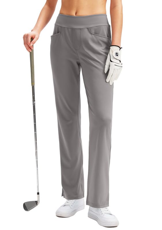 SANTINYWomen's Golf Pants with 3 Pockets Stretch High Waisted Pull on Pants for Women Travel Work Casual