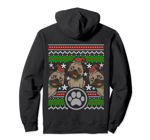 Pug, perro, cachorros, sombrero de Papá Noel, lindo día festivo, feo, Navidad Sudadera con Capucha