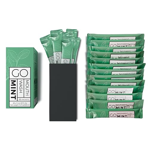 GO Travel Size Mouthwash Packets – Individual Mini Mouthwash for Fresh Breath - TSA Compliant - Smart Packet Design to reduce travel bottle waste - Liquid Mint Flavored Portable Travel Mouthwash Bulk