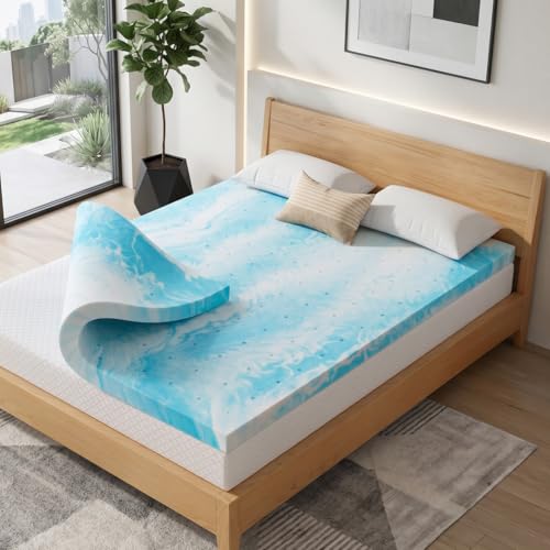 Image of Marsail 3 Inch Twin XL Gel Memory Foam Mattress Topper, Cooling Gel Foam Mattress Topper for Pressure Relief，Ventilated Design Soft Bed Topper in a Box, CertiPUR-US Certified