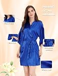 MORFORU Women Bride Bridesmaid Silky Satin Kimono Robe Solid Color Sleepwear for Wedding Party Getting Ready, Short