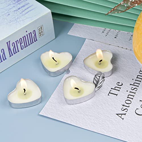 Aomhrek romantische Weißer Teelichtkerzen, 50 Stück langlebige Paraffinwachs, Antrags- & Valentinstag Dekoration