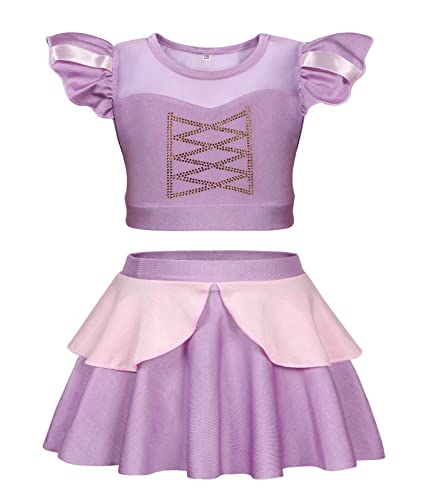 Traje de baño de princesa de dos piezas WonderBabe para niñas estilo tankini elegante