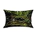 Epinki Taie d'oreiller 30x50, Housse de Coussin Arbre Ruisseau Pierre Housse Coussin pour Canapé en Lin (Vert Brun, 1 Pièces)