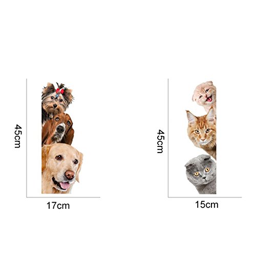 Removable 3D Cute Dog Cat Wall Sticker Switch Decal Mural Art Decor Poster Background Wallpaper (2#) #TOP4