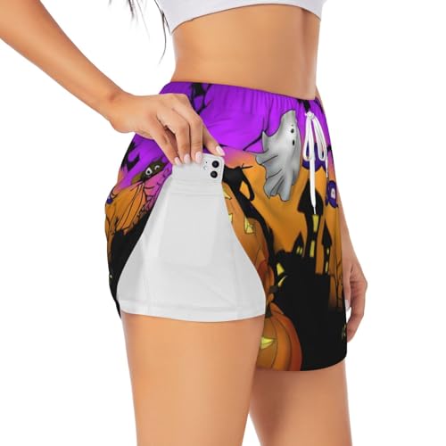 Short de yoga Halloween double couche pour femme pour le running et le fitness