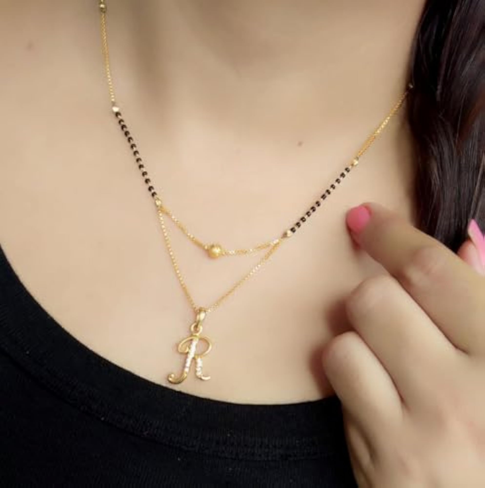 R Name Letter Diamond Attached Alphabet Pendant