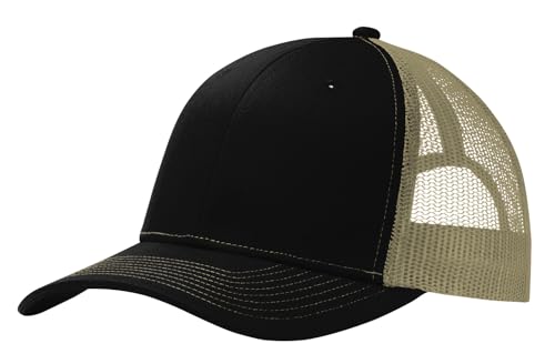 Joe's USA Premium Snapback Trucker Caps -Adjustable Snapback Mesh Baseball Cap - OSFM - 1 Pack - Black/Tan