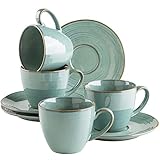 Dieses 8-teilige Tassen Set im Vintage Look besteht aus 4x Kaffeetasse bzw. Teetasse (220 ml, Ø 9 cm) und 4x Untertasse (Ø 15,5 cm)