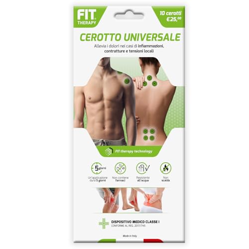 FIT Therapy – Cerotti Antidolorifici e Antinfiammatori Universali – Per Contratture, Dolori Muscolari e Articolari Localizzati – NON SCALDA, Impermeabile, Senza Farmaci, Dura 5 Giorni