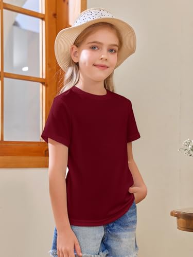 Image of Girls Short Sleeve T Shirts Kids Summer Tops Crewneck Tees 5-14 Years