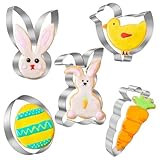 Set di 5 stampini per biscotti pasquali Stampino per biscotti pasquali a forma di pulcino, coniglio e uovo di Pasqua (adatto ai bambini)