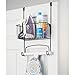mDesign Steel Metal Over Door Ironing Board Holder with Large Storage Basket for Laundry, Utility, Mudroom, Garage - Holds Iron, Board, Spray Bottles, Starch, Detergent, Fabric Refresher - Matte Black