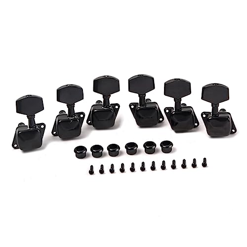 Sosoport 6Pcs Semi Closed Guitar Tuners Keys for Acoustic Electric Bass Black Tuning Pegs with Strong Body Includes Ferrules Screws for Easy Installation