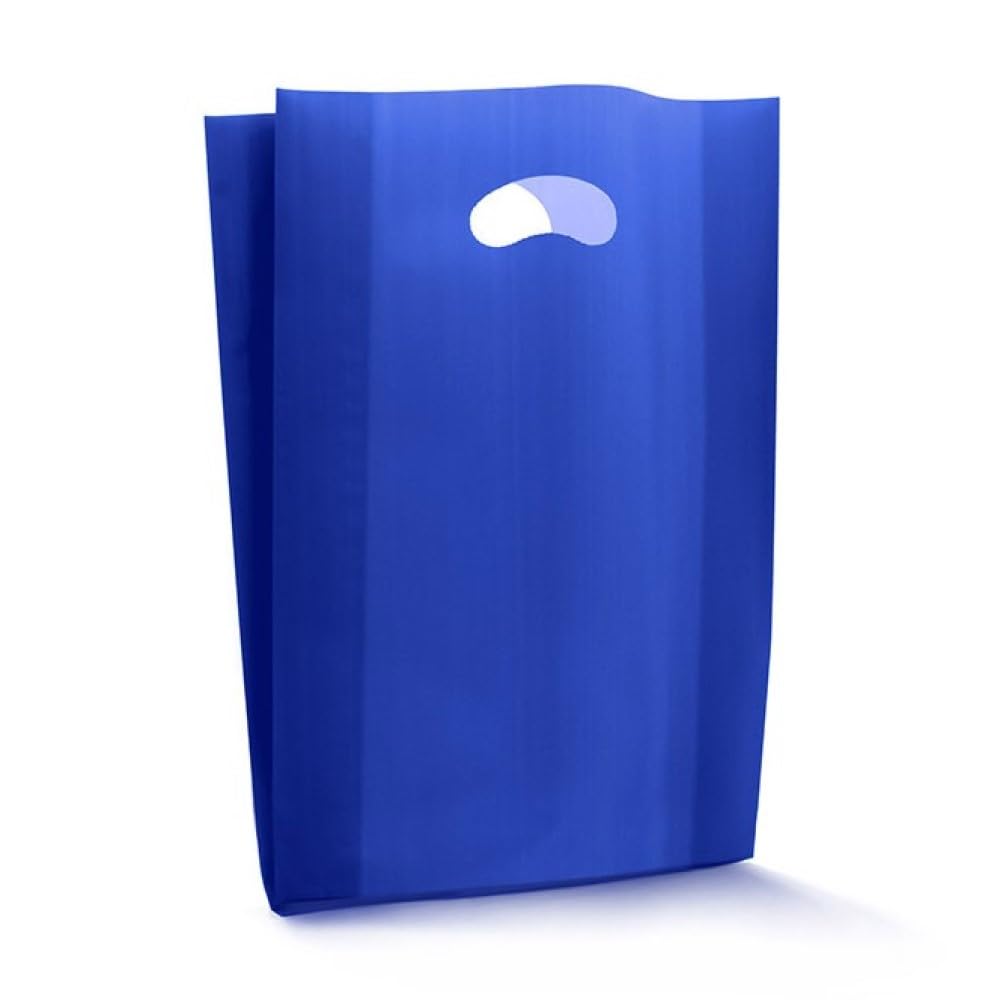 10 KG di Buste Borsa con Manico a Fagiolo PE-LD alto spessore di 60 My VARI COLORI E MISURE shopper con soffietto sacchetti resistenti - cartone intero (Blu, 30+5+5x50 cm)