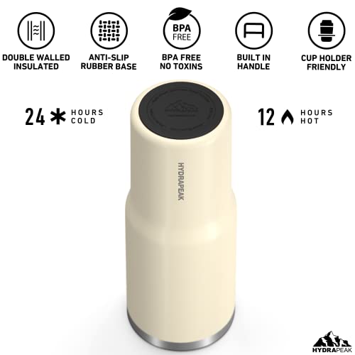 Hydrapeak Nomad 32 Oz Tumbler With Handle And Straw Lid | Stainless Steel Insulated Tumblers | Travel Mug For Hot And Cold Beverages, Thermos Travel Coffee Mug (Modern Cream) #TOP2