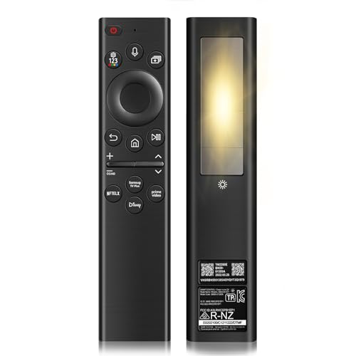 Replacement Remote Control for Samsung Smart TV:Solar Rechargeable Voice Control Bluetooth Remote with 4 Shortcuts, Compatible with BN59-01385A & 2021-2025 Frame/Neo QLED/Ultra HD Series(Deep Black)