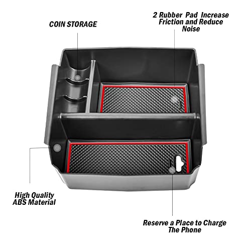 Tacobro Center Console Organizer Tray For Jeep Wrangler Jk And Jku 2011-2018 Accessories, Unlimited And 2 Door, Including Rubicon, Sport, Sahara Storage Box Insert Tray,Not For 2018 Jl/Jlu, Red Trim #TOP3