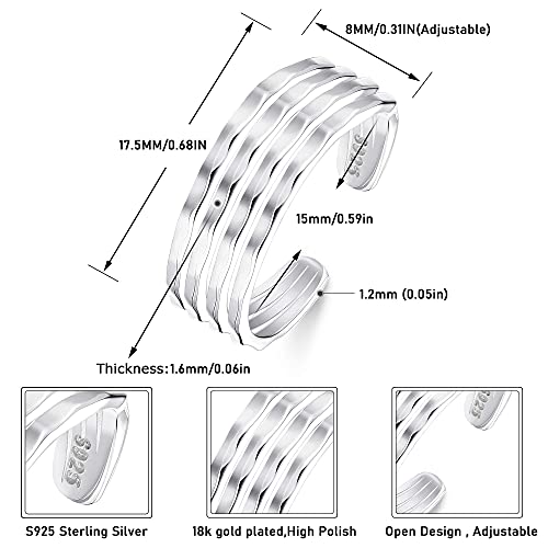 Milacolato 925 Sterling Silver Open Toe Rings For Women 4 Layer Adjustable Toe Rings Minimalistic Toe Rings Foot Jewelry Pinky Rings, White Gold #TOP1