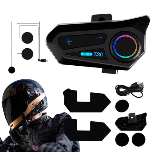 Auriculares de comunicación para motocicleta: medio casco inalámbrico, auriculares impermeables ABS IPX6 con luces RGB y carga tipo C | Equipo de ciclismo al aire libre para cascos integrales y ciclis