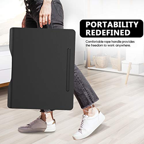 Laptop Bed Table, Abovetek 25.6"X 19.29" Large Foldable Laptop Desk For Bed W/ Storage Drawer, Phone Holder, Book Tablet Stand, Cup Holder - Heavy Duty Lap Desk For Adults Bed & Sofa(Black) #TOP5
