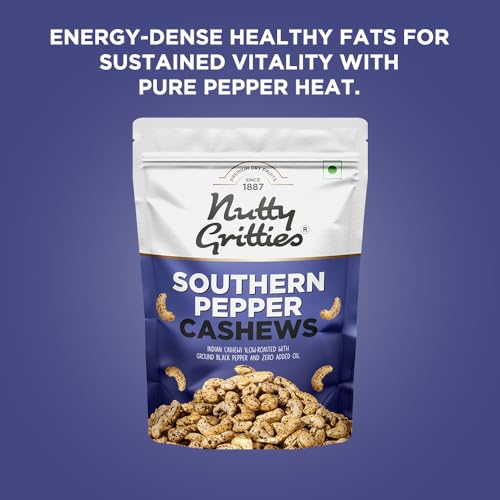 Image of Nutty Gritties Premium Jumbo Size Southern Pepper Cashew Nuts 400g, Natural Flavoured Whole Cashew|W240|Zero Breakage|Resealable Pouch|Each Pouch 200g|Pack of 2