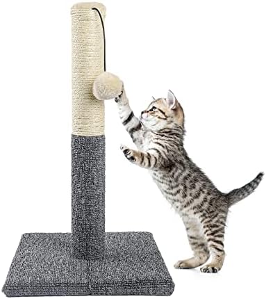 Awefrank Cat Scratching Post, 52cm Scratching Post for indoor Cats, Kitten Scratching Post, Cat Scratcher with Natural Sisal Rope and Interactive Ball