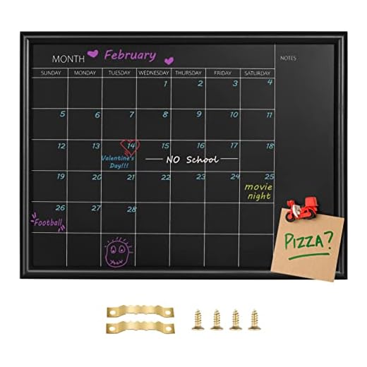 TORASO Calendar Chalkboard, 12 x 16 inches, Magnetic Surface Black Wood Frame Chalk Board for Planning/School Timetable/Memo, Hanging Board for Office, School and Home(YLHB-BK-3040)