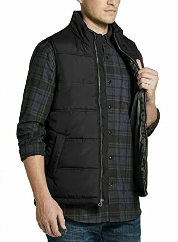Image of Weatherproof Vintage Men's Flannel Lined Quilted Vest (Black, Medium) (Medium, Black)