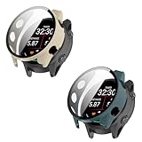 Confezione da 2 custodie rigide per Garmin Forerunner 970, con pellicola protettiva per lo schermo, custodia protettiva rigida in policarbonato antiurto antigraffio (verde/beige)