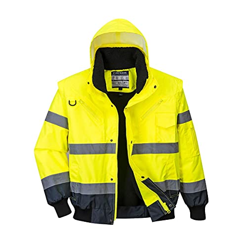 Blouson haute visibilité 3 en 1 Portwest manches amovibles bicolore, Gelb / Marine, XXXXX-Large
