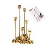 Candle Holder, Set of 6 Gold Candlestick Holders for Taper Candle, Candle Sticks Long Stem Holder fo