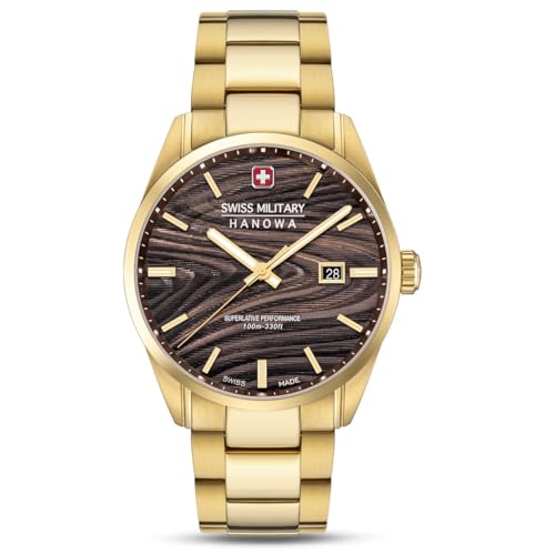 Montre Homme Swiss Military Hanowa Golden Beech - Cadeau Idéal en Acier et Saphir