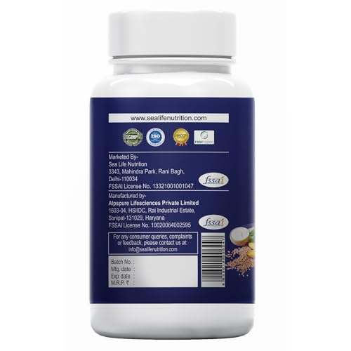 Sea Life Magnesium Glycinate 500 Mg Capsules|60 Veg Capsules Each | Magnesium Supplement | Improves Muscle & Nerve Function| Anti Stress Supplement | Better Sleep Quality | (Pack of-2)