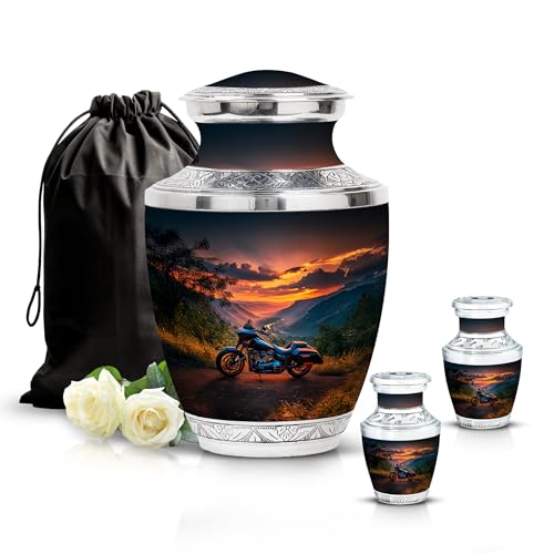 Image of Bike Urn Human Remains for Mom & Dad 1 Large & 2 Small | Memorial Urn Ashes, Urns for Brother & Sister