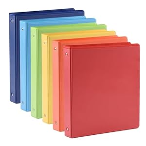 1-inch 3 Ring Binde with 2 Inside Pockets, 1″ Clear View Binder Holds US Letter Size 8.5” x 11″ Paper, 1“ Round Ring Binder for Office/Home/School Supply, 6 Pack (6 Colors Assorted)