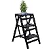 BOCbco Marchepieds de Cuisine Marchepied D'Apprentissage | Tabouret Échelle Pliant Bois de Pin | Escabeaux 3 Marches | Escabeau Polyvalent Léger | Marche Pour Home Library Loft