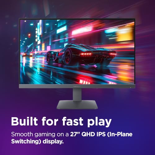Image of Lenovo LOQ 27Q-10 | 27 inch (68.5cm) QHD (2560x1440) IPS 180Hz Gaming Monitor | 0.5ms, HDR10 Compliance, AMD FreeSync, 99% sRGB, 2xHDMI 2.1 TMDS, 1xDP 1.4| Tilt | Lunar Grey | 68F3GACBIN