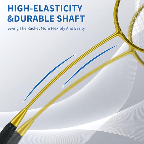 Image of Senston N80 Graphite Single Badminton Racquet Professional Carbon Fiber Badminton Racket, Carrying Bag Included Gold Color