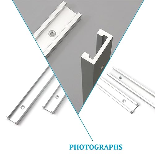 2 Stück T Nut Gleitschiene M8/M6, 400mm Aluminium T Profil Stahl, T-Track Schiene, T-Track, Montageschiene, mit M8/M6 Schieber, M8 Kunststoffgriff, 8 Schrauben, Holzbearbeitungswerkzeug